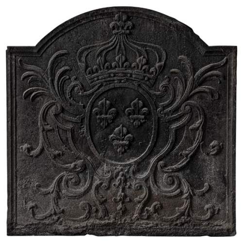 Large cast iron fireback with France's coat of arms