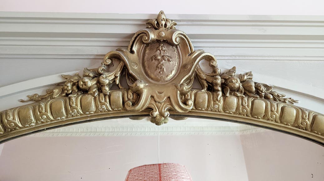 Regence style trumeau with a flowered cartouche Regence style trumeau with a flowered cartouche -1