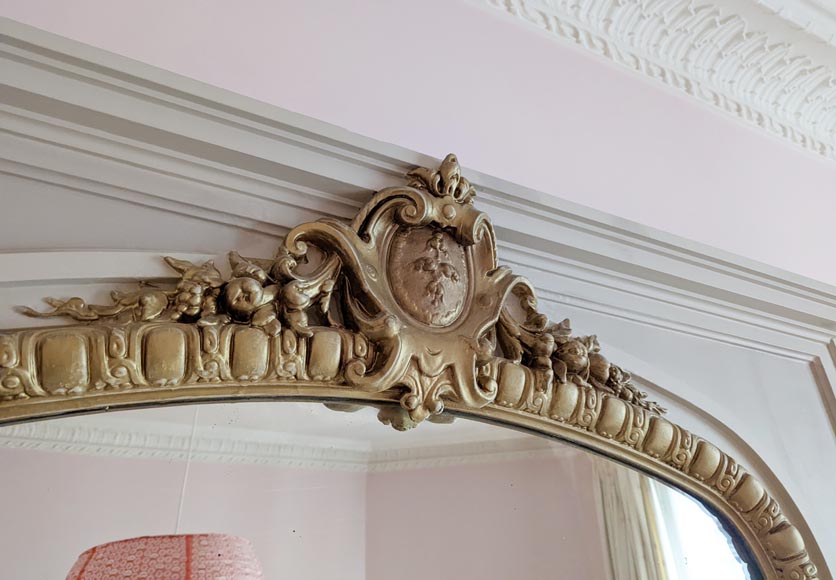 Regence style trumeau with a flowered cartouche Regence style trumeau with a flowered cartouche -2