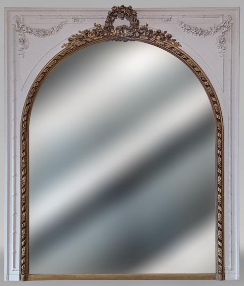 Louis XVI style trumeau white and gold paint with flowers crowns Louis XVI style trumeau white and gold paint with flowers crowns-0