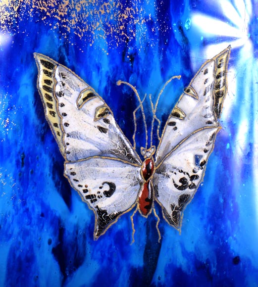 Clichy Glassworks (attributed to) – Large blue mottled glass vase-4