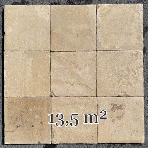 Batch of about 13,5m² of stone square tiles
