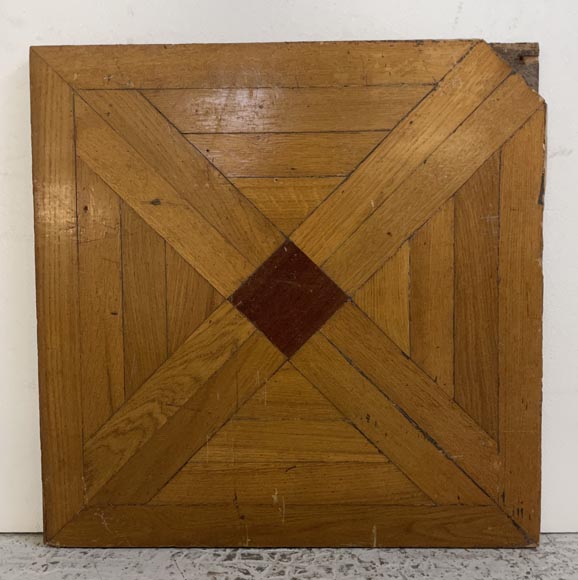 Batch of about 6m² of oak parquet flooring with a cross motif intersperses with mahogany Batch of about 6m² of oak parquet flooring with a cross motif intersperses with mahogany-2