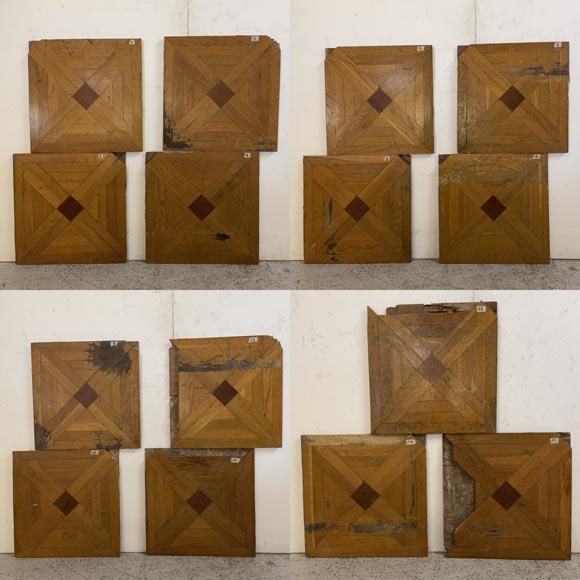 Batch of about 6m² of oak parquet flooring with a cross motif intersperses with mahogany Batch of about 6m² of oak parquet flooring with a cross motif intersperses with mahogany-3
