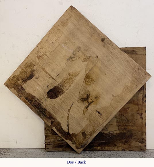 Batch of about 6m² of oak parquet flooring with a cross motif intersperses with mahogany Batch of about 6m² of oak parquet flooring with a cross motif intersperses with mahogany-6