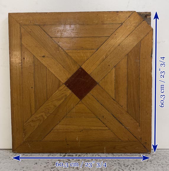 Batch of about 6m² of oak parquet flooring with a cross motif intersperses with mahogany Batch of about 6m² of oak parquet flooring with a cross motif intersperses with mahogany-7