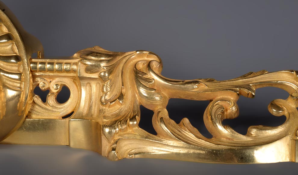 Large Louis XVI style firefender in gilt bronze Large Louis XVI style firefender in gilt bronze -3
