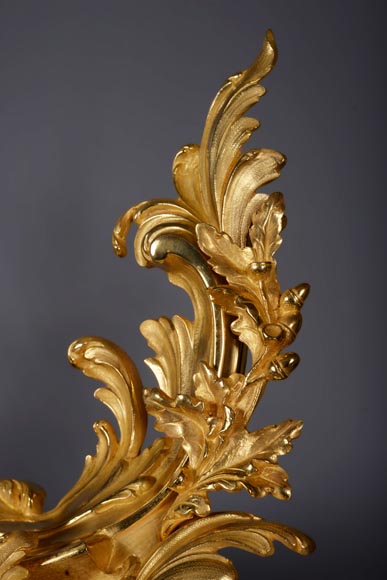 Large Louis XVI style firefender in gilt bronze Large Louis XVI style firefender in gilt bronze -4