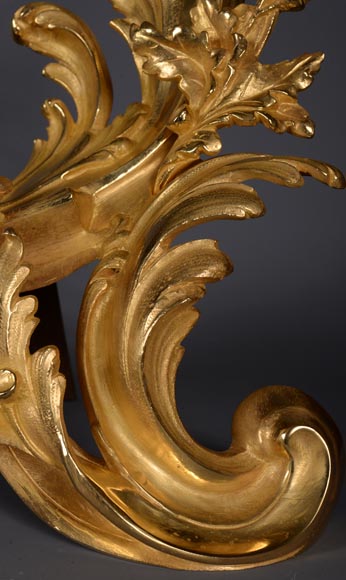 Large Louis XVI style firefender in gilt bronze Large Louis XVI style firefender in gilt bronze -5