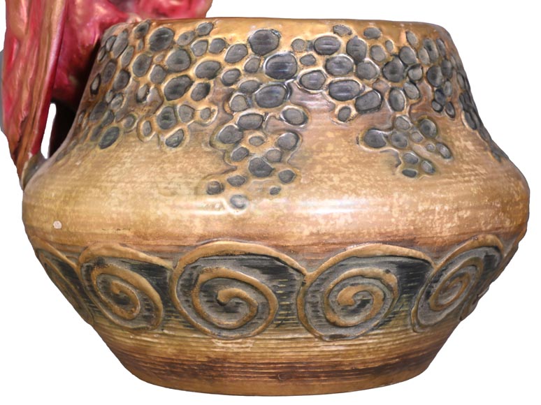 Eduard Stellmacher (attributed to) for Amphora, Earthenware owl vase, late 1890s-8