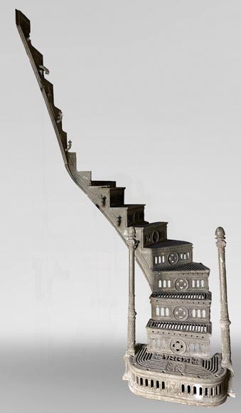 Double Quarter-Turn Staircase and Walkway in Cast Iron and Wrought Iron, 1865 Double Quarter-Turn Staircase and Walkway in Cast Iron and Wrought Iron, 1865 -0