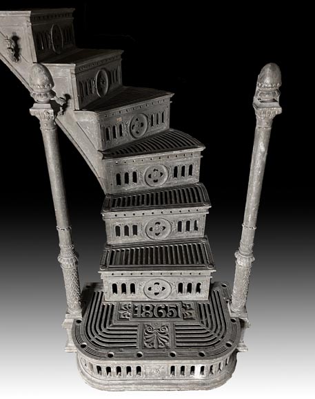 Double Quarter-Turn Staircase and Walkway in Cast Iron and Wrought Iron, 1865 Double Quarter-Turn Staircase and Walkway in Cast Iron and Wrought Iron, 1865 -3