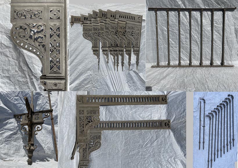 Double Quarter-Turn Staircase and Walkway in Cast Iron and Wrought Iron, 1865 Double Quarter-Turn Staircase and Walkway in Cast Iron and Wrought Iron, 1865 -7