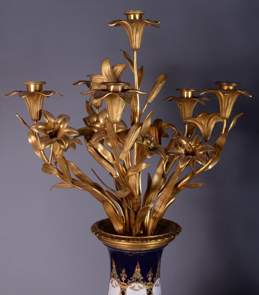 Pair of Girandoles in bronze and Sèvres porcelain Pair of Girandoles in bronze and Sèvres porcelain-2