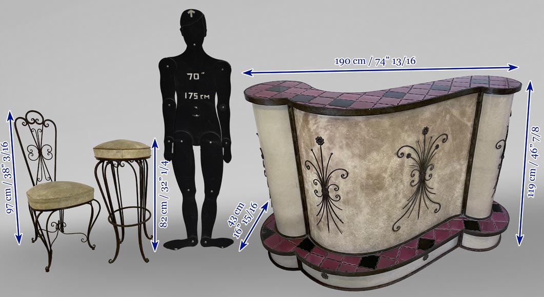 Italian counter with chairs, 70s Italian counter with chairs, 70s-11