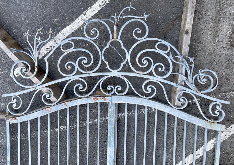 Wrought iron double panel gate with spikes Wrought iron double panel gate with spikes-1