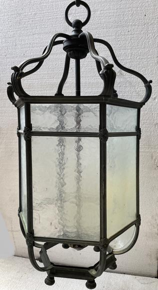 Two large Napoleon III style bronze lanterns Two large Napoleon III style bronze lanterns-1