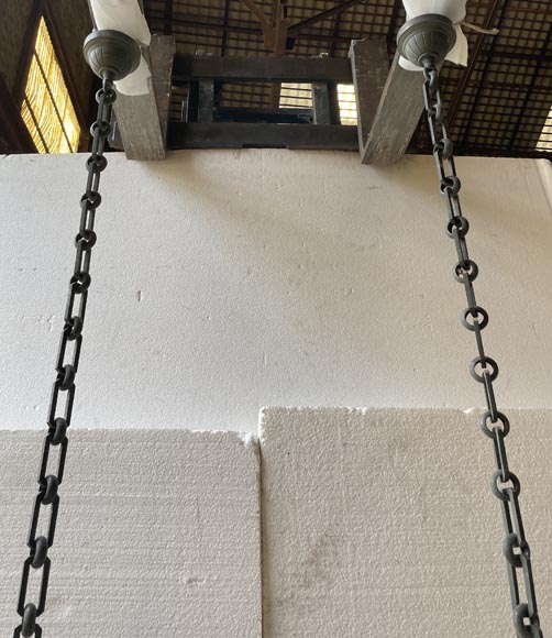 Two large Napoleon III style bronze lanterns Two large Napoleon III style bronze lanterns-3