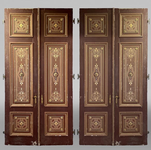 Pair of large Napoleon III painted double doors-0