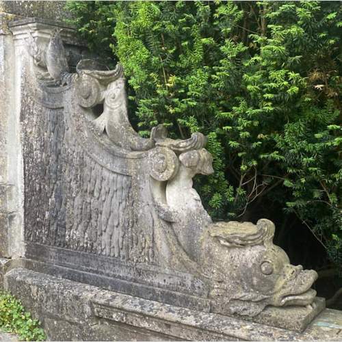Carved Marble Fountain Curb with Aquatic Bestiary, 19th Century
