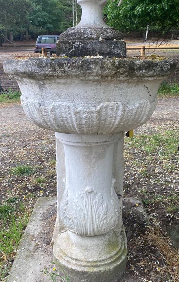 Regence style garden fountain with double basin in stone Regence style garden fountain with double basin in stone-7