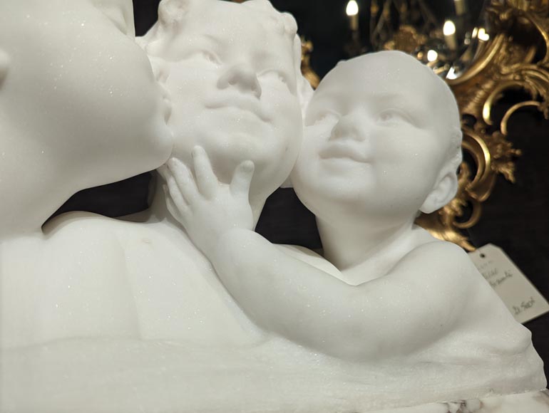Affortunato GORI, Sculpture in Carrara marble depicting three busts of children on its original column Affortunato GORI, Sculpture in Carrara marble depicting three busts of children on its original column-8