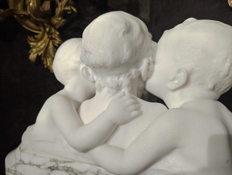 Affortunato GORI, Sculpture in Carrara marble depicting three busts of children on its original column Affortunato GORI, Sculpture in Carrara marble depicting three busts of children on its original column-10