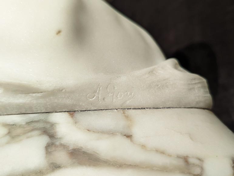 Affortunato GORI, Sculpture in Carrara marble depicting three busts of children on its original column Affortunato GORI, Sculpture in Carrara marble depicting three busts of children on its original column-11