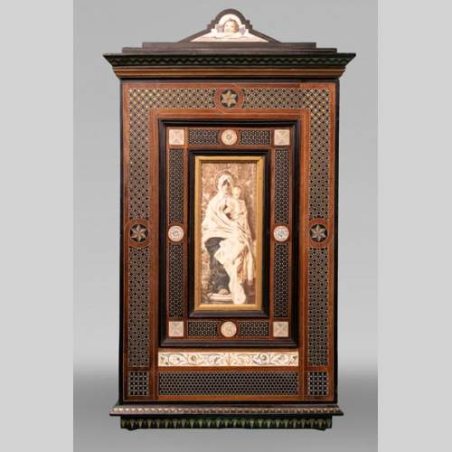 C. GASPARINI, Inlaid Wall Cabinet Decorated With A Virgin And Child