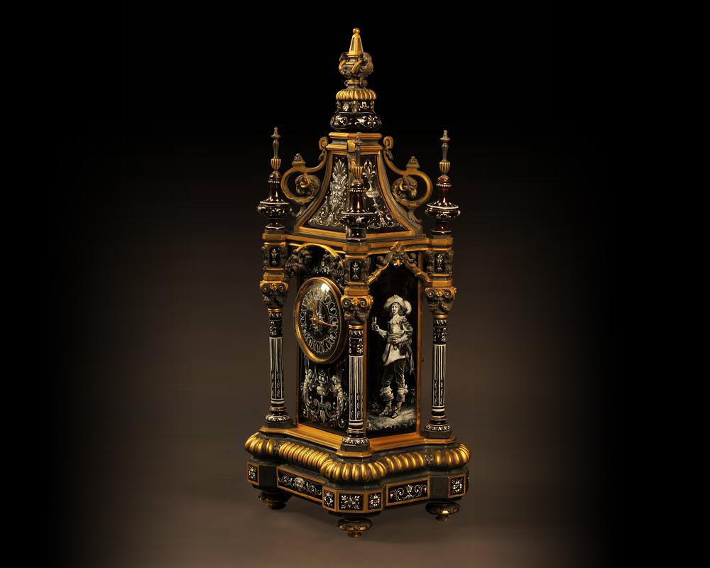 Paul SOYER, Bronze, Gilded Bronze and Enameled Clock, circa 1860 Paul SOYER, Bronze, Gilded Bronze and Enameled Clock, circa 1860-1