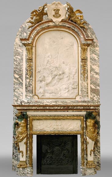 Extraordinary monumental fireplace signed by Jules Allard and Louis Ardisson coming from the Berwind Estate, Fifth Avenue, New York Extraordinary monumental fireplace signed by Jules Allard and Louis Ardisson coming from the Berwind Estate, Fifth Avenue, New York-0