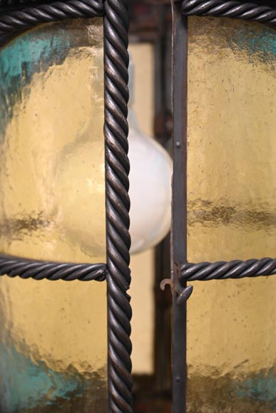 Pair of neo-Gothic lanterns with fleur-de-lis and dolphins, circa 1895 Pair of neo-Gothic lanterns with fleur-de-lis and dolphins, circa 1895-8