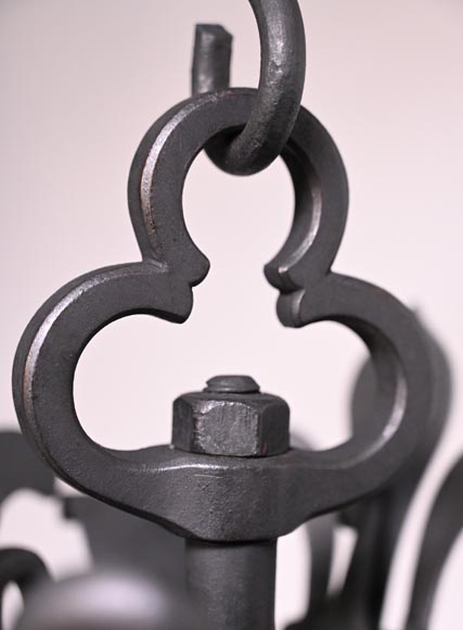 Pair of neo-Gothic lanterns with fleur-de-lis and dolphins, circa 1895 Pair of neo-Gothic lanterns with fleur-de-lis and dolphins, circa 1895-11