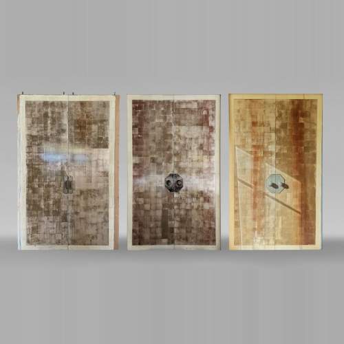 Set of 3 imitation shagreen double doors