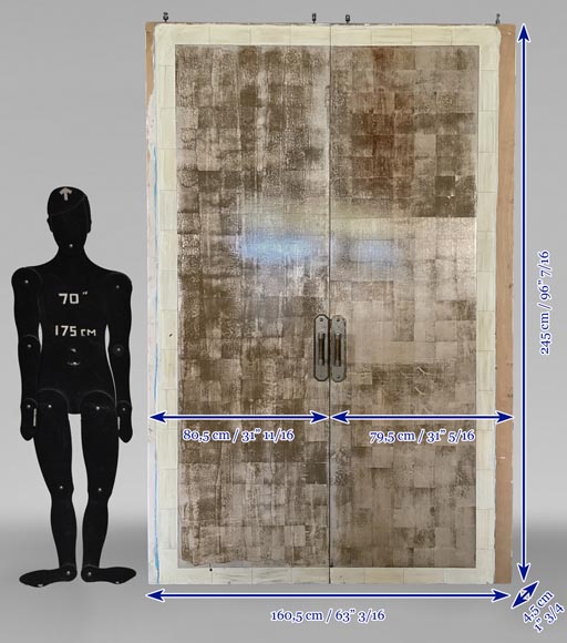 Set of 3 imitation shagreen double doors Set of 3 imitation shagreen double doors-14