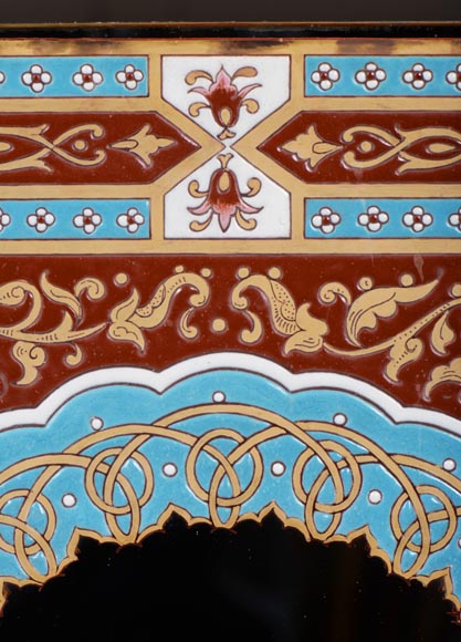 Mirror with polychrome enamel decoration of Nasrid inspiration signed and dated 1886 Mirror with polychrome enamel decoration of Nasrid inspiration signed and dated 1886-3