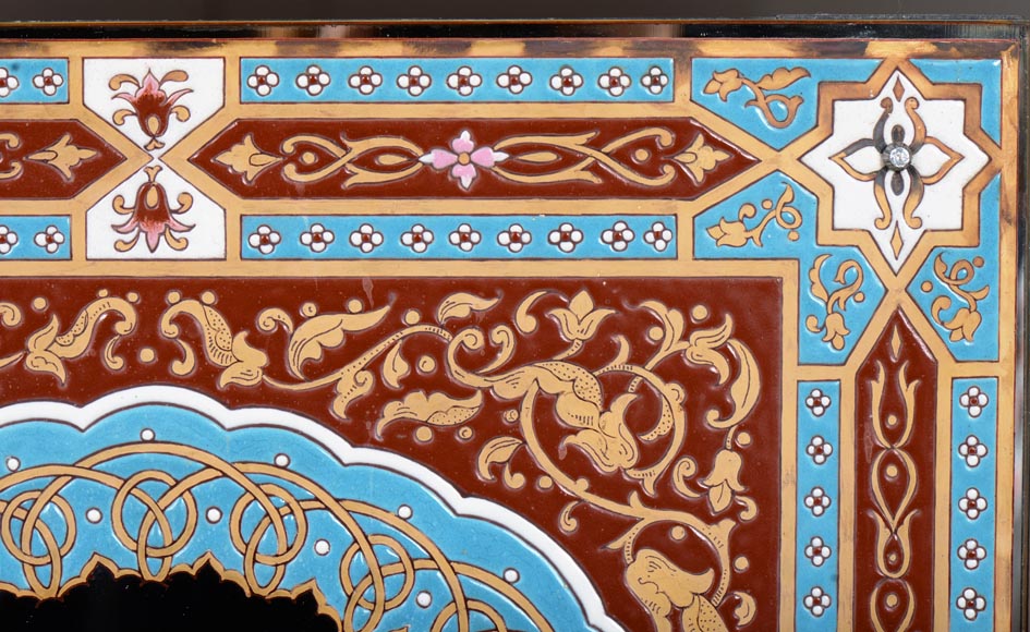 Mirror with polychrome enamel decoration of Nasrid inspiration signed and dated 1886 Mirror with polychrome enamel decoration of Nasrid inspiration signed and dated 1886-4