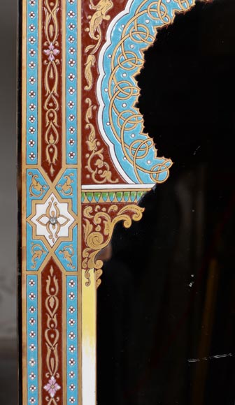 Mirror with polychrome enamel decoration of Nasrid inspiration signed and dated 1886 Mirror with polychrome enamel decoration of Nasrid inspiration signed and dated 1886-7