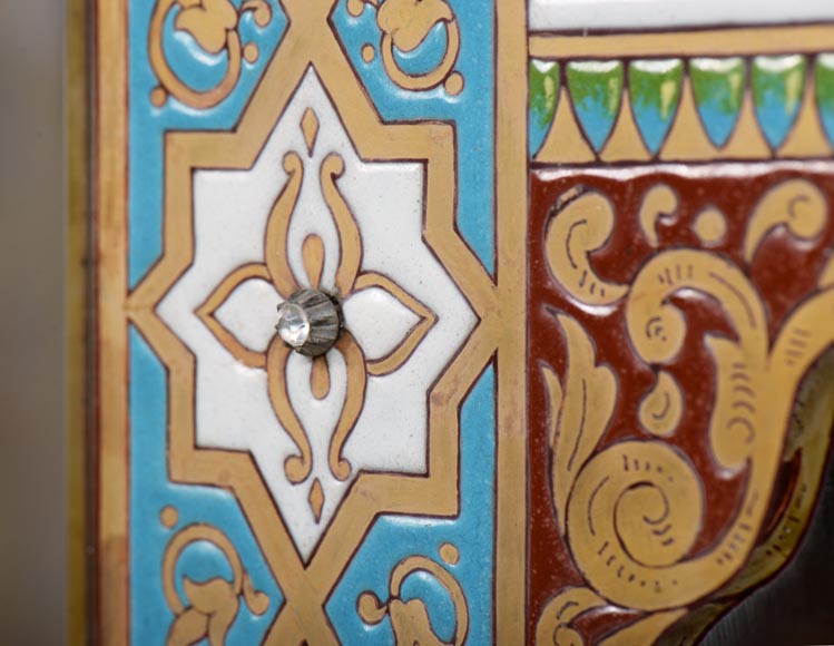 Mirror with polychrome enamel decoration of Nasrid inspiration signed and dated 1886 Mirror with polychrome enamel decoration of Nasrid inspiration signed and dated 1886-8