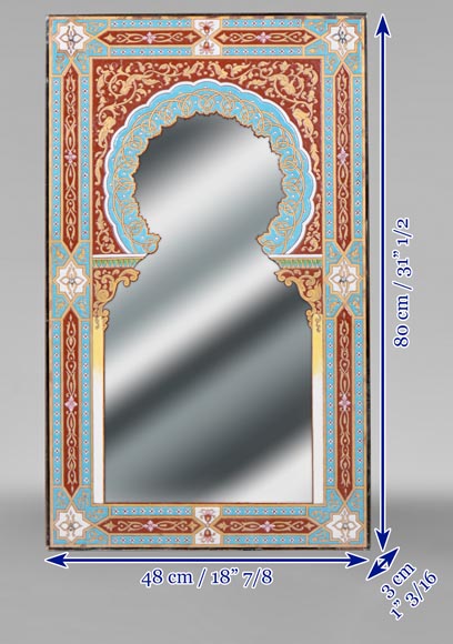 Mirror with polychrome enamel decoration of Nasrid inspiration signed and dated 1886 Mirror with polychrome enamel decoration of Nasrid inspiration signed and dated 1886-11