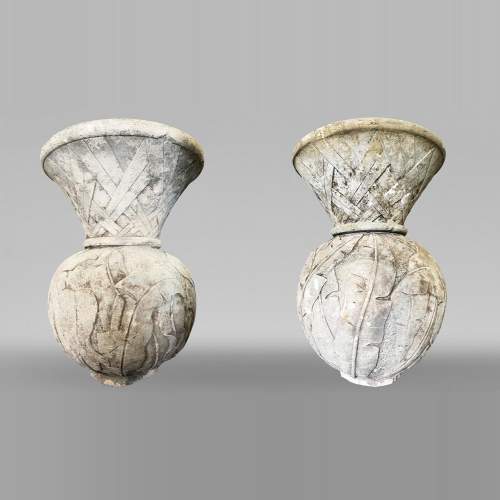 Pair of stone garden vases