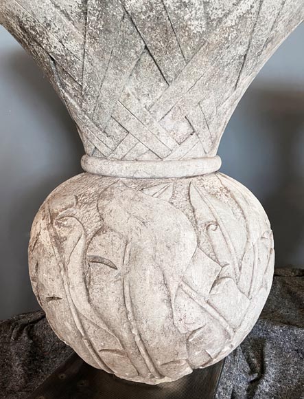 Pair of stone garden vases Pair of stone garden vases-1