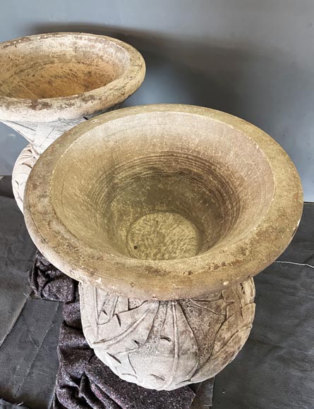 Pair of stone garden vases Pair of stone garden vases-2