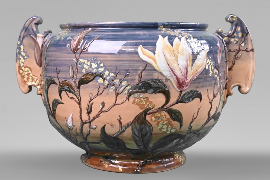 Emile GALLÉ, important vase with floral decoration Emile GALLÉ, important vase with floral decoration-1