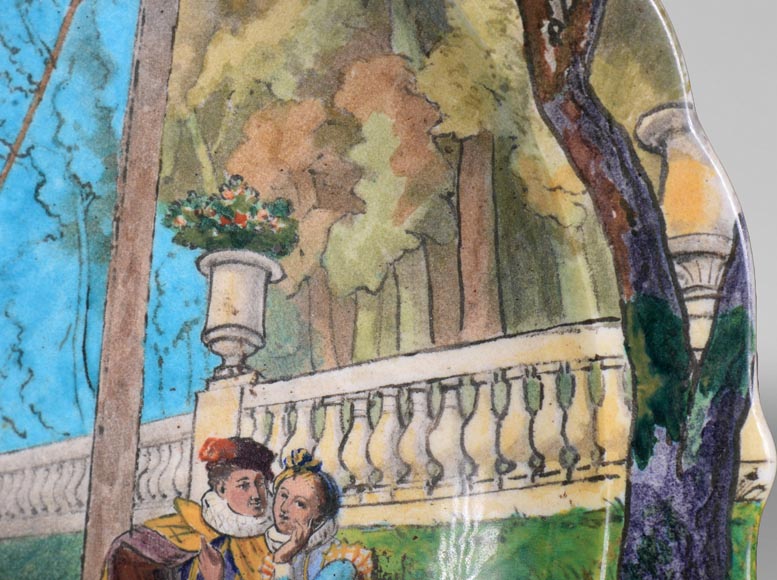 Théodore DECK (ceramist), Eugène GLUCK (painter), Ornamental dish decorated with a bucolic scene with an escarpolette Théodore DECK (ceramist), Eugène GLUCK (painter), Ornamental dish decorated with a bucolic scene with an escarpolette-6