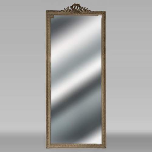 Large painted Louis XVI style  overmantel with double laurel crown