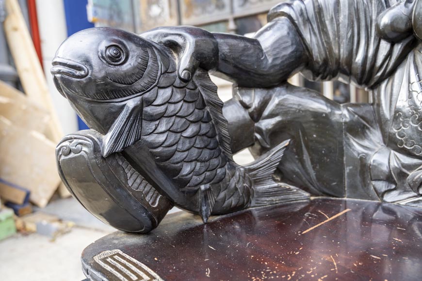 Pair of Japanese Carved Armchairs – Ebisu and Daikoku Pair of Japanese Carved Armchairs – Ebisu and Daikoku-2