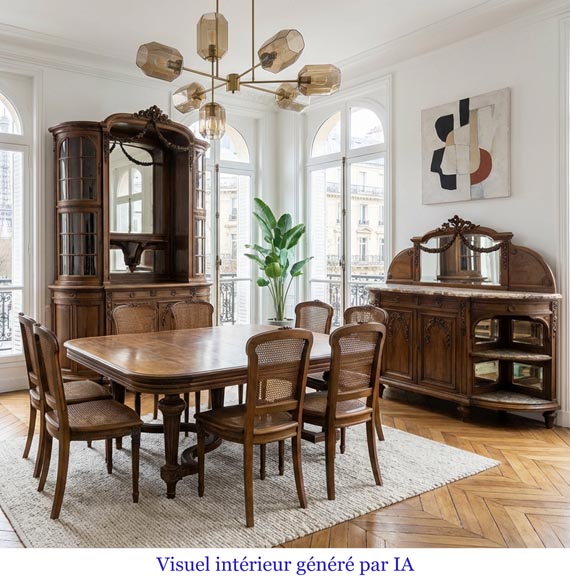 Louis XVI style dining room carved in walnut wood Louis XVI style dining room carved in walnut wood-26