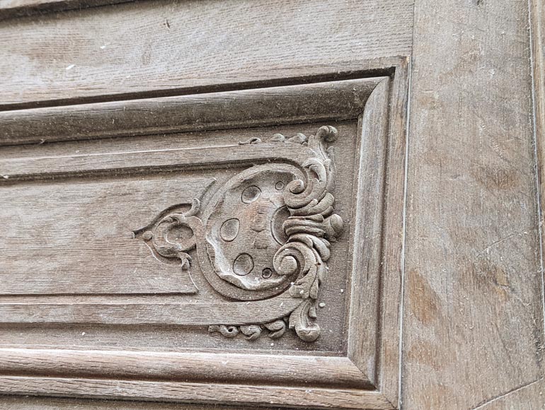 Napoleon III-style oak double door with shell decoration Napoleon III-style oak double door with shell decoration-3