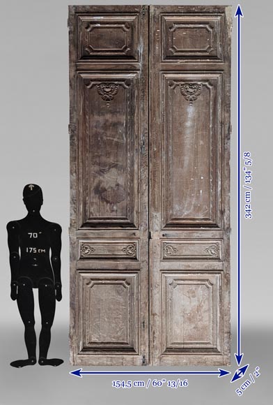 Napoleon III-style oak double door with shell decoration Napoleon III-style oak double door with shell decoration-10